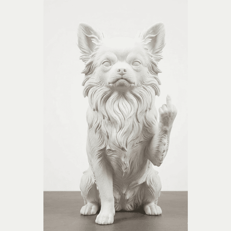 Chihuahua a Pelo Lungo — Statuetta Cane "Educato… ma non troppo" - Taraflo