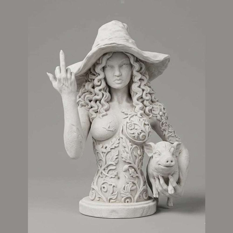 Circe — Statuetta della Maga Ribelle in Resina Nera Opaca - Taraflo