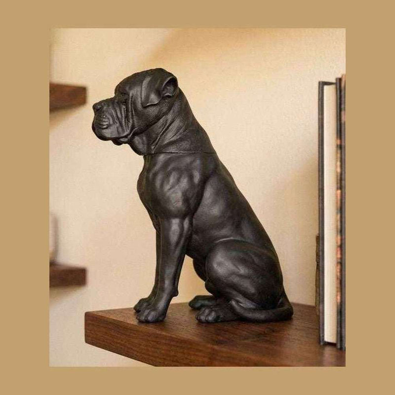 Contenitore Statua Cane Corso Nero, Barattolo Design Moderno con Coperchio a Incastro Quadrato, Scultura Minimalista Mastino, Arredo Casa - Taraflo