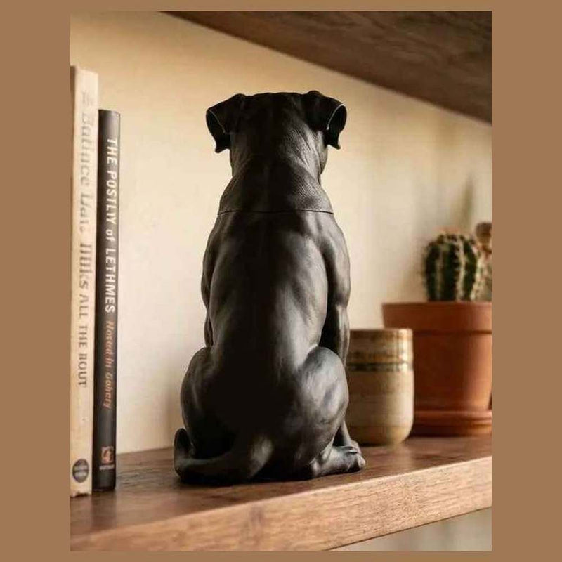 Contenitore Statua Cane Corso Nero, Barattolo Design Moderno con Coperchio a Incastro Quadrato, Scultura Minimalista Mastino, Arredo Casa - Taraflo