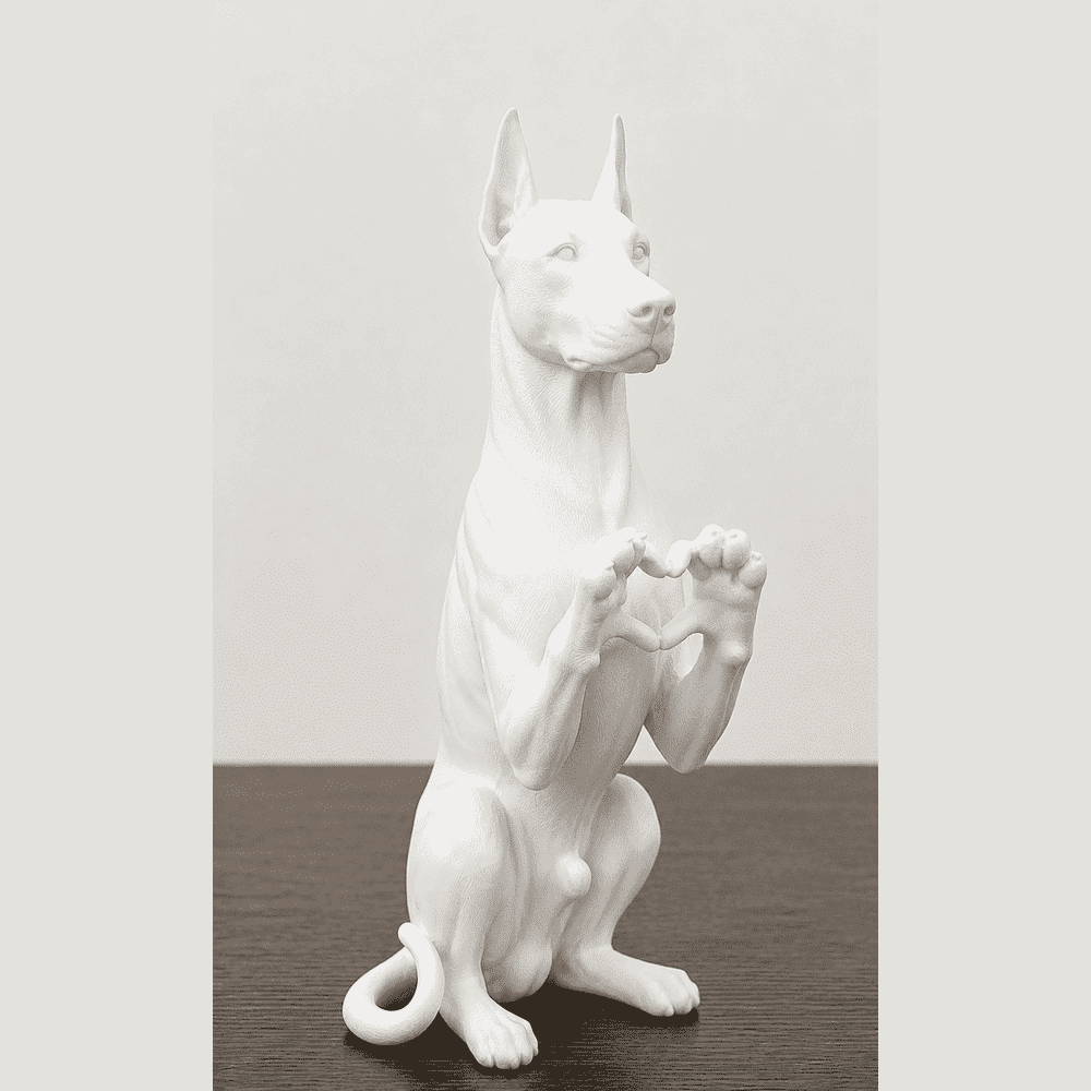 Cuori a Quattro Zampe — Statuetta Cane «Cuore con le Zampe» in Resina - Taraflo