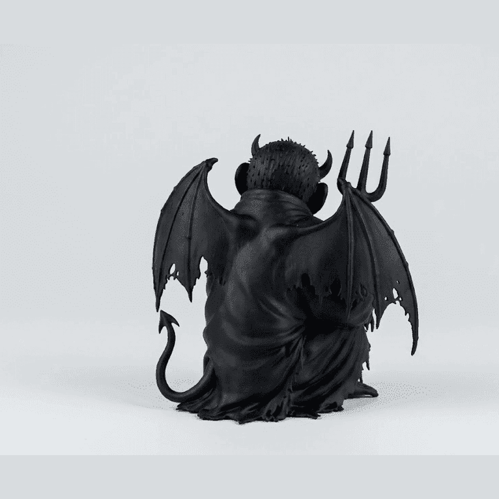 Demone Scimmia — Statua Dark Fantasy in Resina Nera Opaca - Taraflo