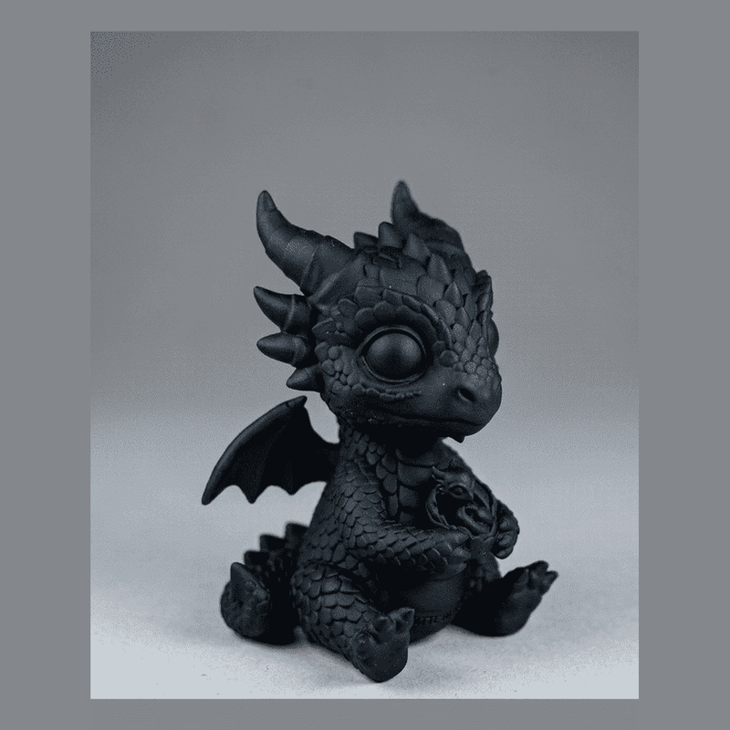 Drago «L'Ultimo Custode» — Statuetta da Collezione in Resina Nera Opaca - Taraflo