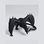 Statua di Drago Nero in resina nera opaca con ali spiegate e dettagli scolpiti per collezione dark fantasy