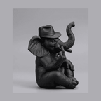 Elefante «The Boss» — Statuetta Decorativa in Resina Nera Opaca - Taraflo
