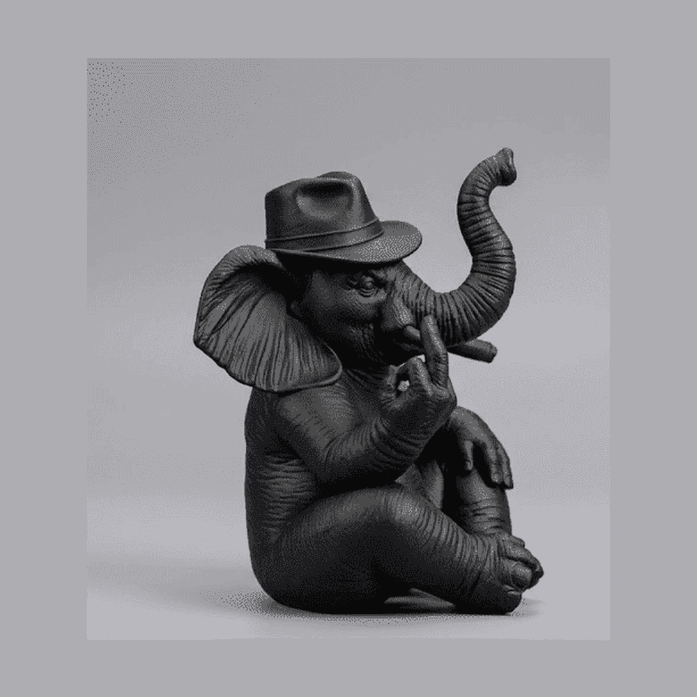Elefante «The Boss» — Statuetta Decorativa in Resina Nera Opaca - Taraflo