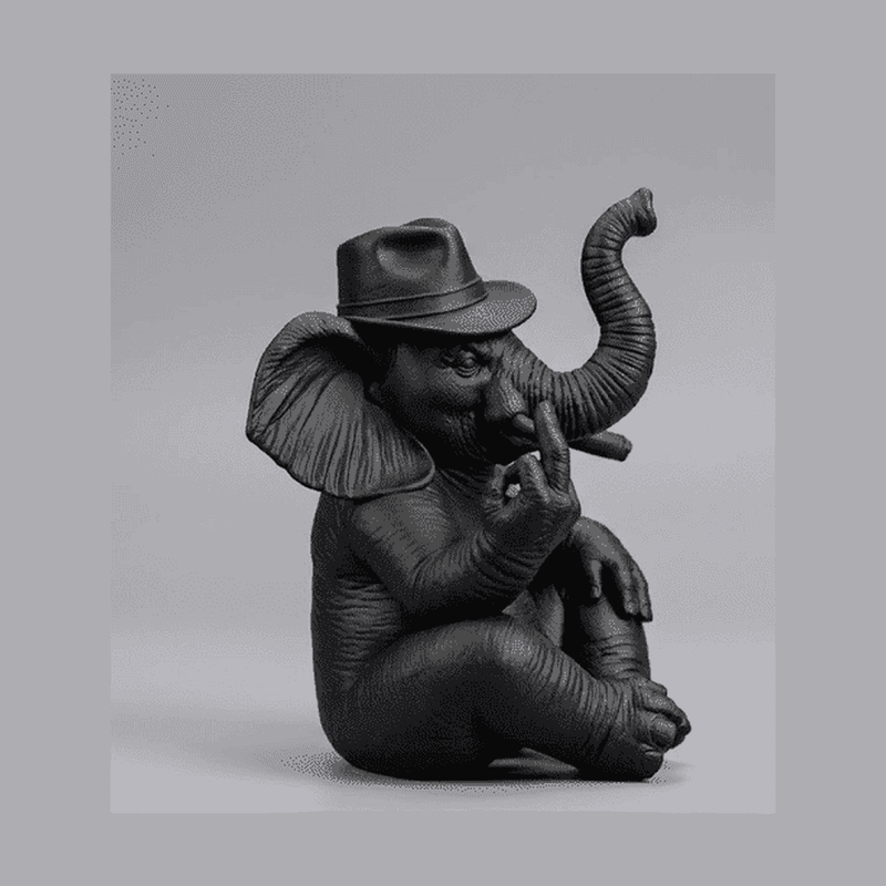 Elefante «The Boss» — Statuetta Decorativa in Resina Nera Opaca - Taraflo