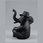 Elefante «The Boss» — Statuetta Decorativa in Resina Nera Opaca - Taraflo