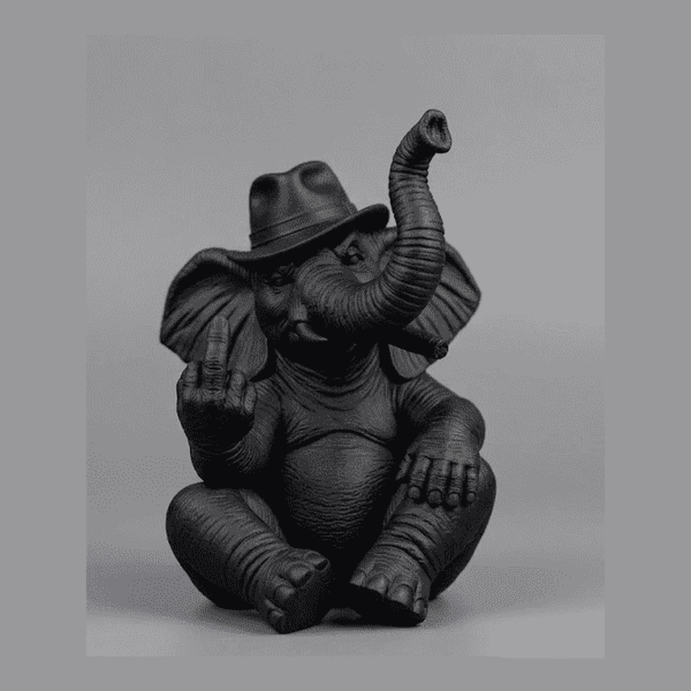 Elefante «The Boss» — Statuetta Decorativa in Resina Nera Opaca - Taraflo
