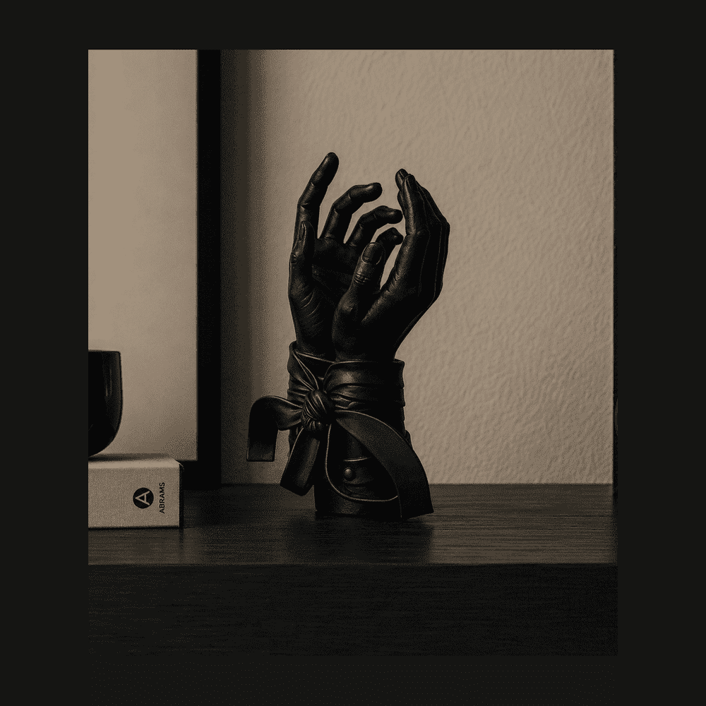Étreinte — Scultura Contemporanea «Mani Legate» in Resina Nera Opaca (27 cm) - Taraflo