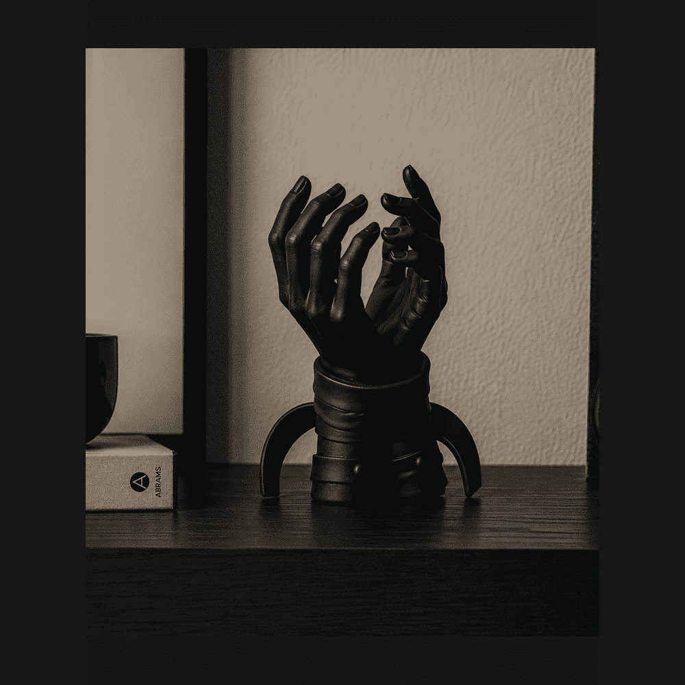 Étreinte — Scultura Contemporanea «Mani Legate» in Resina Nera Opaca (27 cm) - Taraflo