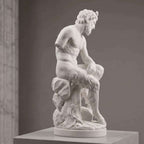 Fauno a Riposo — Scultura in Resina ABS Bianca Opaca - Taraflo