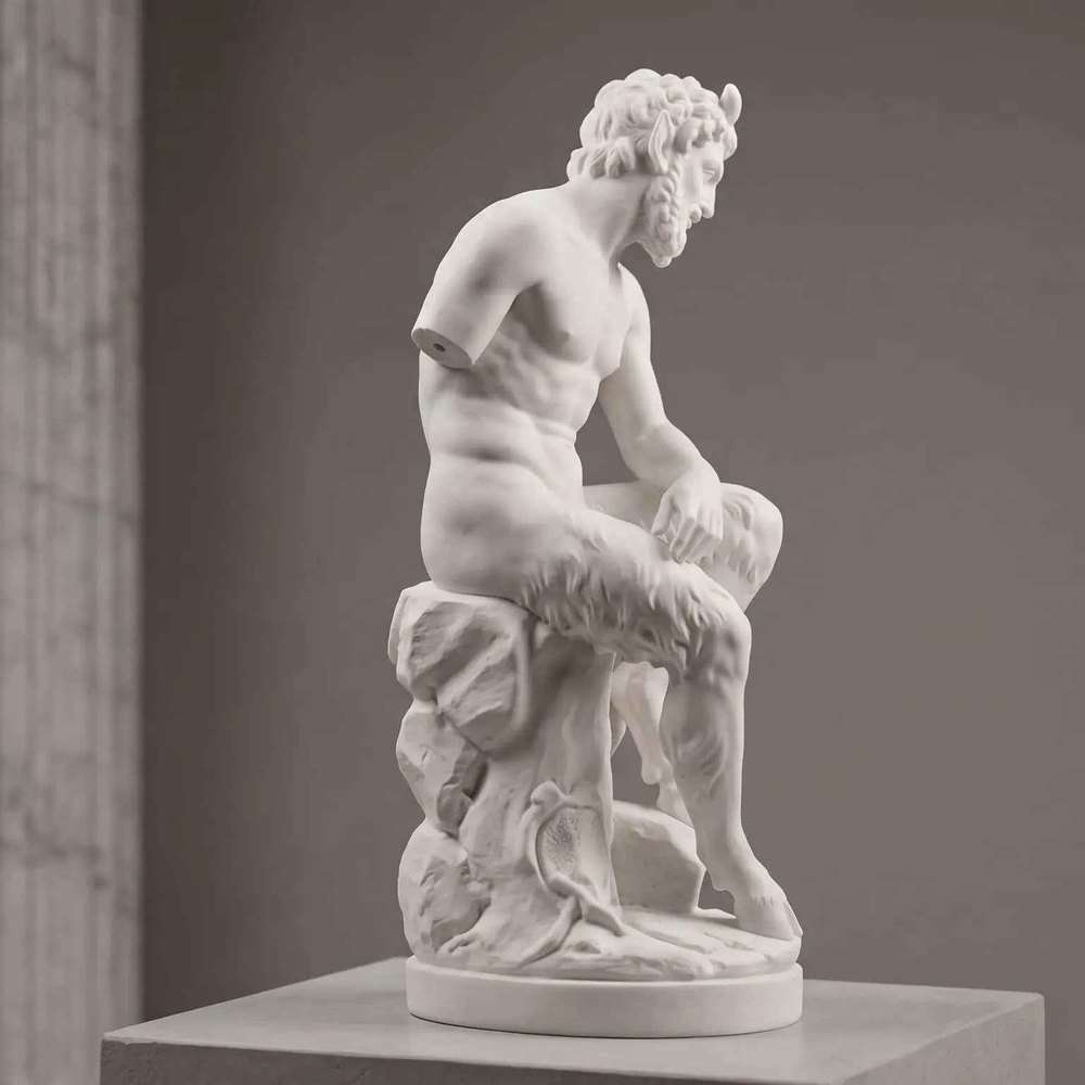 Fauno a Riposo — Scultura in Resina ABS Bianca Opaca - Taraflo