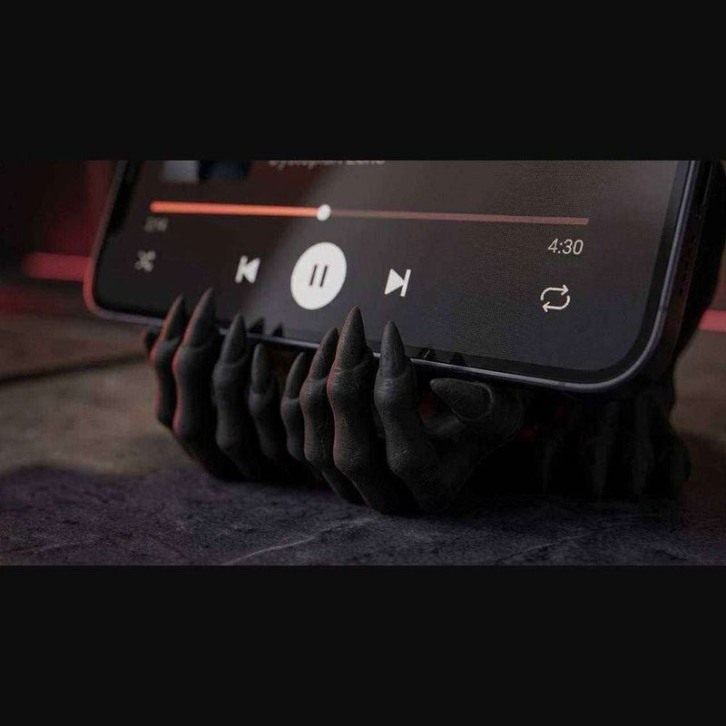Gargoyle Guardiano — Supporto per Smartphone in Resina Nera Opaca (20 cm) - Taraflo