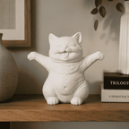 Gattino Felice a Braccia Aperte — Statuetta Decorativa in Resina Opaca - Taraflo