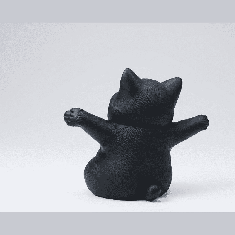 Gattino Felice a Braccia Aperte — Statuetta Decorativa in Resina Opaca - Taraflo