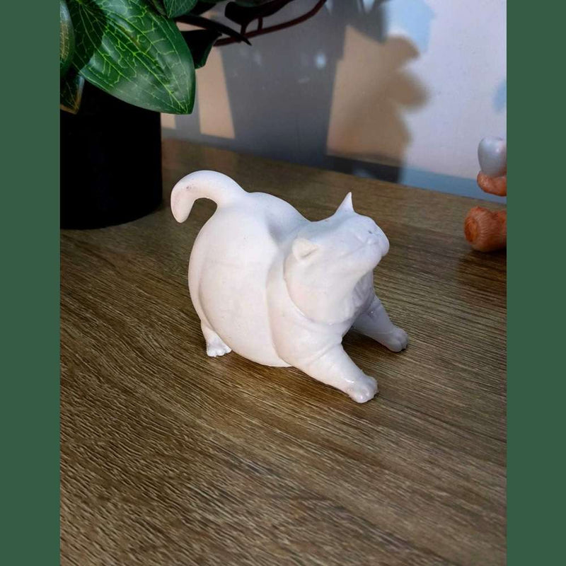 Gatto «Big Yawn & Stretch» — Statuetta Decorativa in Resina - Taraflo
