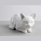 Gatto Low-Poly — Statuetta Decorativa in Resina Bianca Opaca - Taraflo