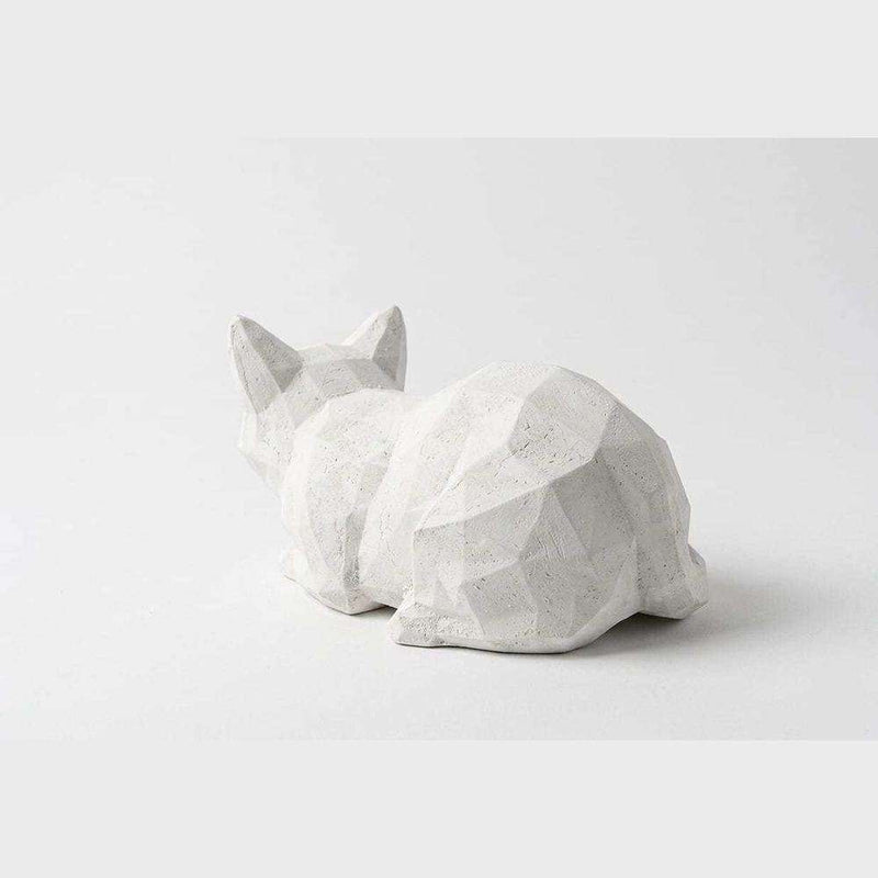 Gatto Low-Poly — Statuetta Decorativa in Resina Bianca Opaca - Taraflo