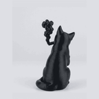 Gatto Nero «Ribelle» con Sigaro — Statuetta da Collezione in Resina Nera Opaca - Taraflo