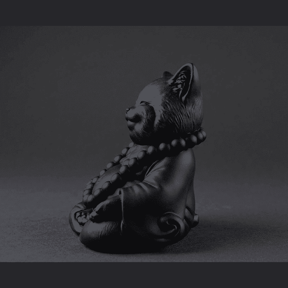 Gatto Zen — Statuetta Gatto in Meditazione in Resina Opaca - Taraflo