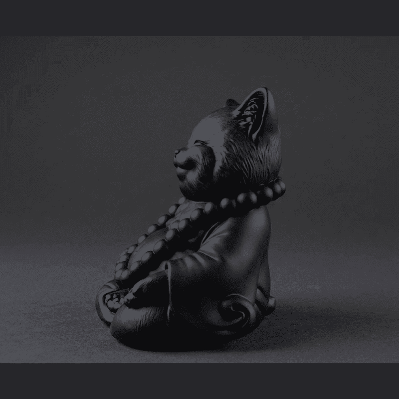 Gatto Zen — Statuetta Gatto in Meditazione in Resina Opaca - Taraflo