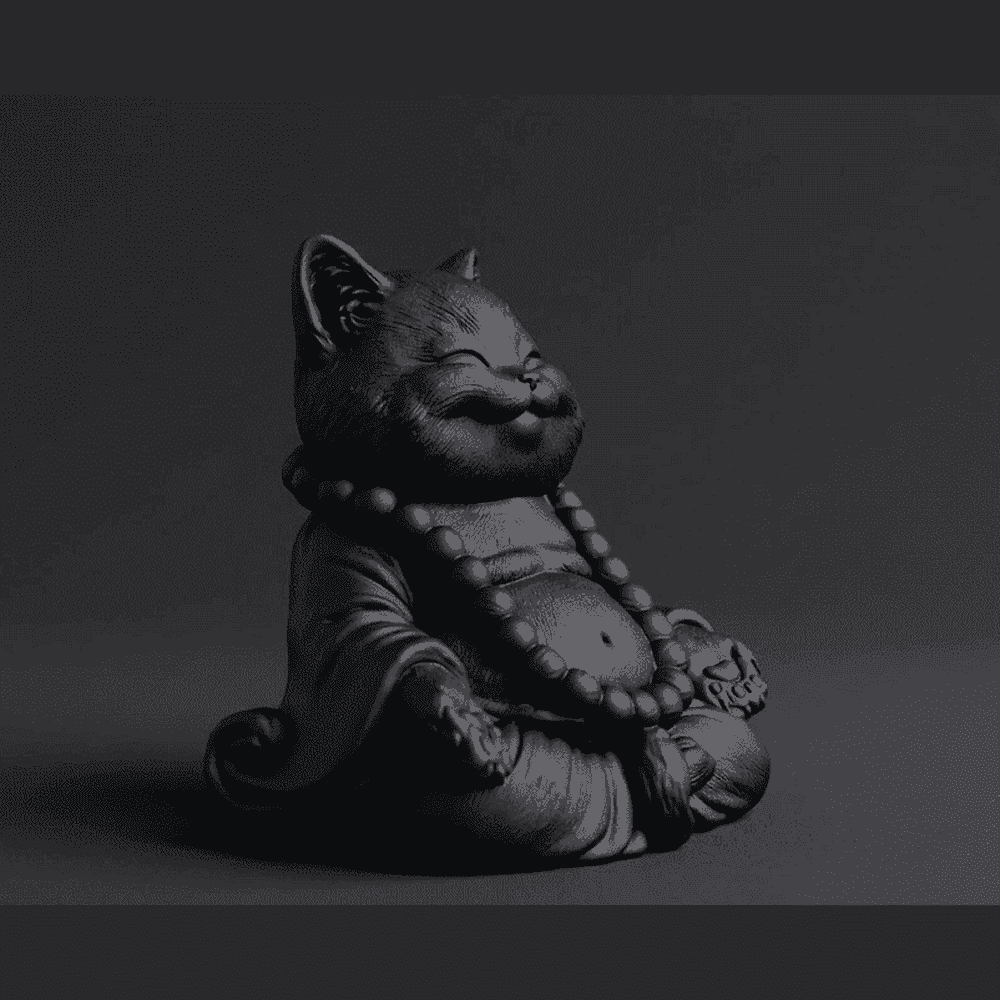 Gatto Zen — Statuetta Gatto in Meditazione in Resina Opaca - Taraflo