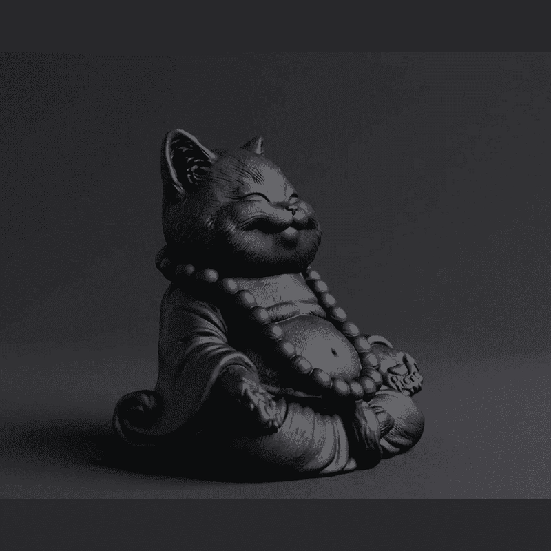Gatto Zen — Statuetta Gatto in Meditazione in Resina Opaca - Taraflo