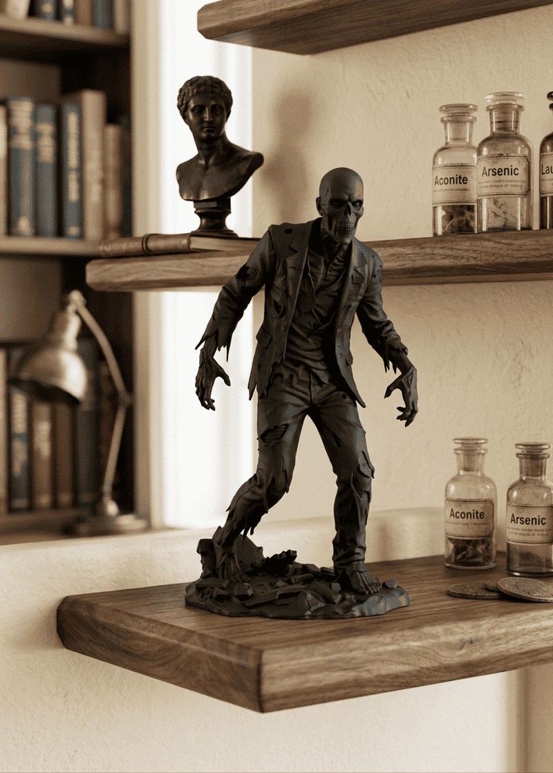 The Last Stride — Statuetta Zombie da Collezione in Resina Nera Opaca - Taraflo