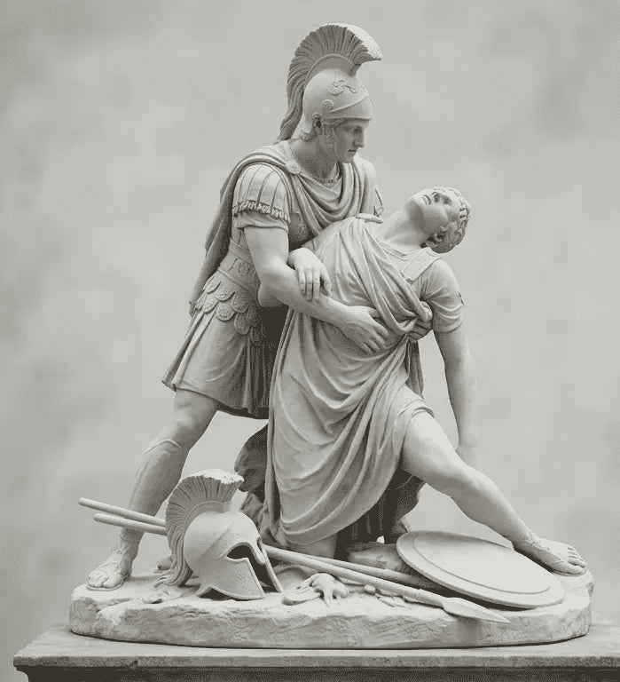 Achille e Patroclo — Scultura Mitologica in Resina Effetto Marmo - Taraflo