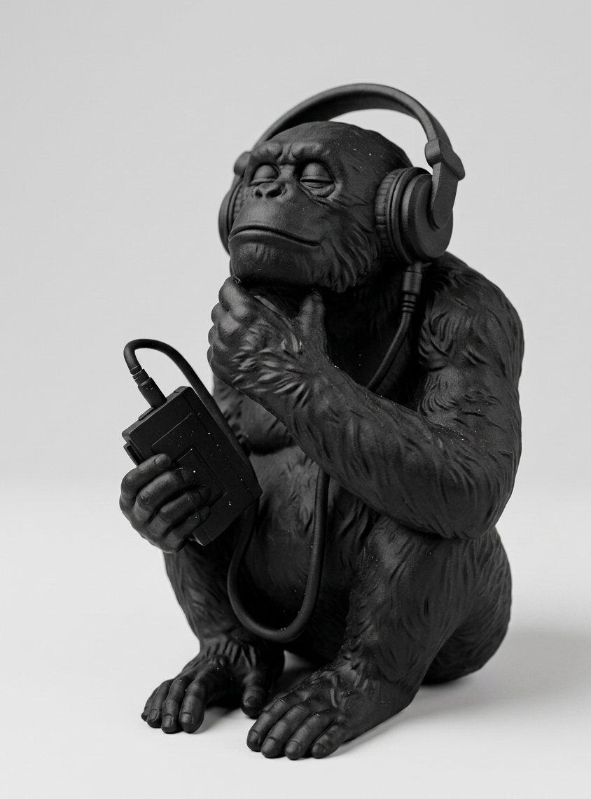The Sound of Silence – Statuetta Scimmia con Cuffie