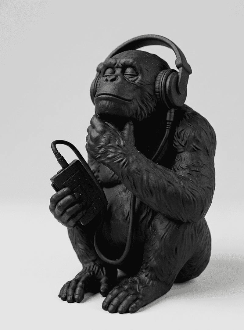 The Sound of Silence — Scimmia con Cuffie in Resina - Taraflo