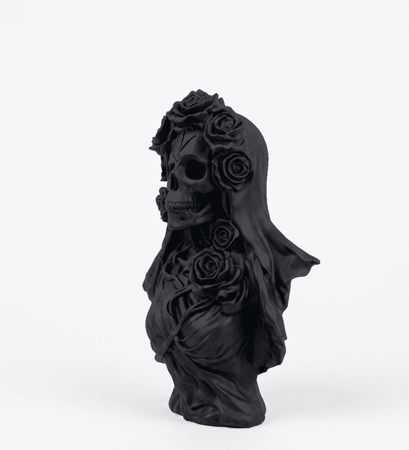 Memento Vivere — Busto Velato in Resina Nera Opaca - Taraflo