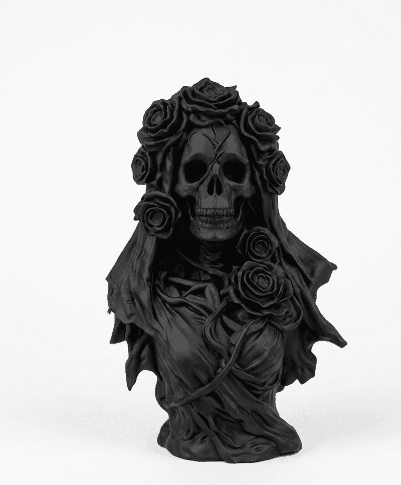 Memento Vivere — Busto Velato in Resina Nera Opaca - Taraflo