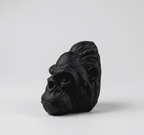 Testa di Gorilla «Primal Elegance» — Scultura da Parete in Resina Nera Opaca (25 cm) - Taraflo
