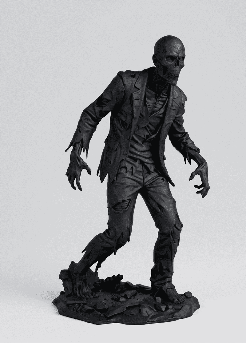 The Last Stride — Statuetta Zombie da Collezione in Resina Nera Opaca - Taraflo