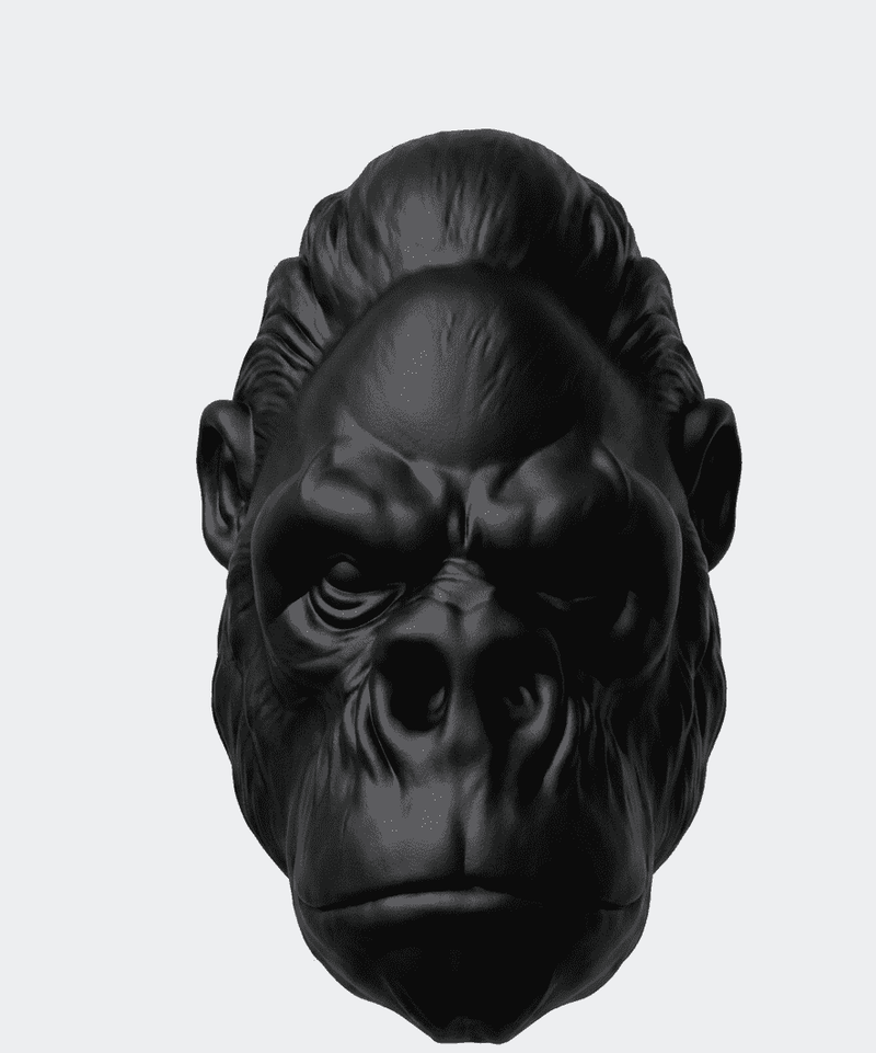 Testa di Gorilla «Primal Elegance» — Scultura da Parete in Resina Nera Opaca (25 cm) - Taraflo