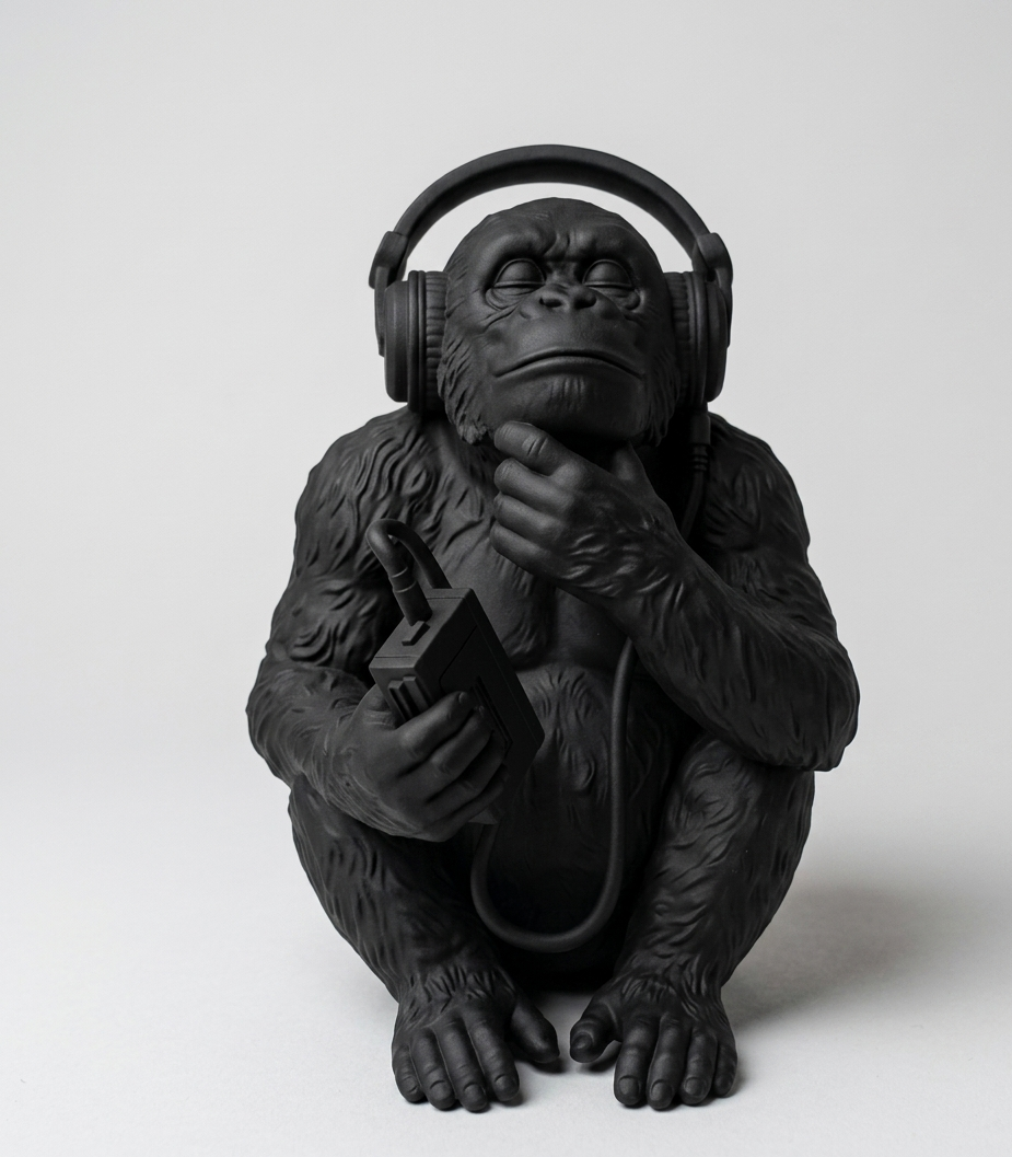 The Sound of Silence – Statuetta Scimmia con Cuffie