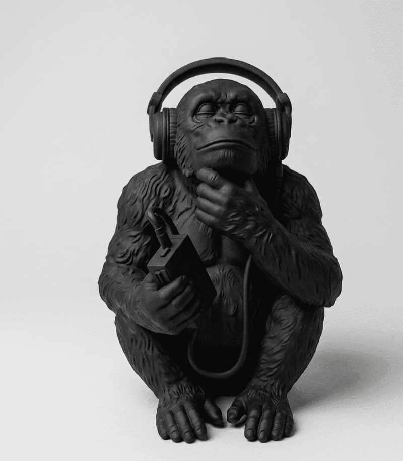 The Sound of Silence — Scimmia con Cuffie in Resina - Taraflo