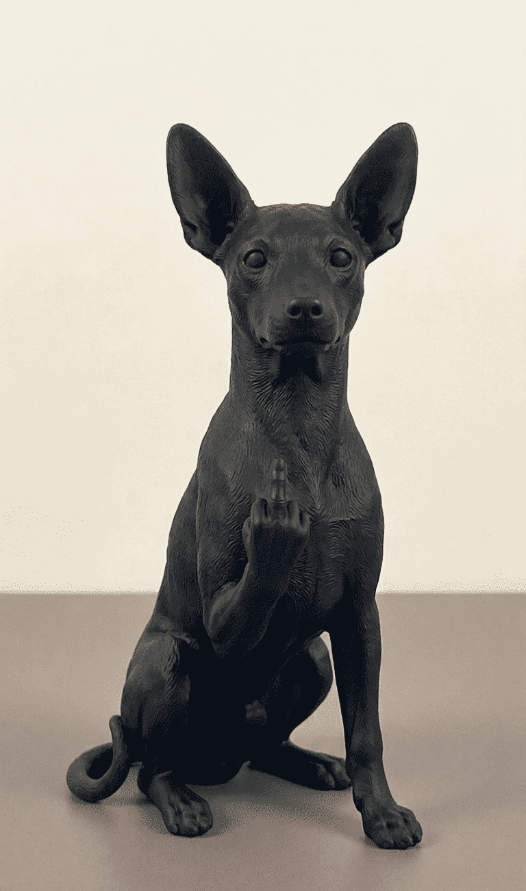 Pinscher — Statuetta Cane «Educato… ma non troppo» in Resina - Taraflo
