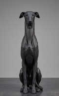 Statua levriero design moderno in resina ABS nero opaco minimalista per arredamento contemporaneo
