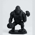 Gorilla «Gains» — Statuetta Fitness in Resina Nera Opaca - Taraflo