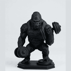 Gorilla «Gains» — Statuetta Fitness in Resina Nera Opaca - Taraflo