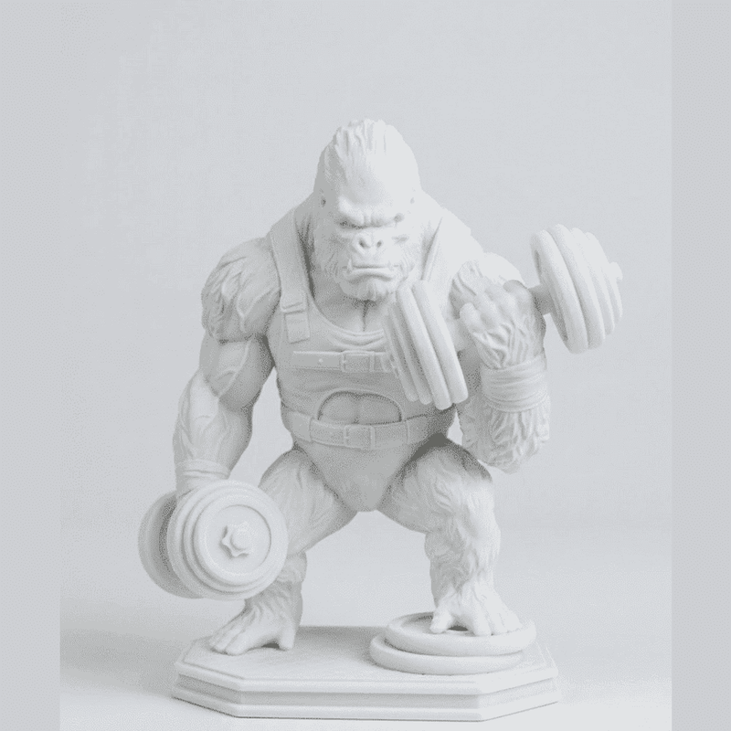 Gorilla «Gains» — Statuetta Fitness in Resina Nera Opaca - Taraflo