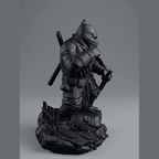 Gorilla «Ninja Ronin» — Collectible Figurine in Matte Black Resin. A silent warrior between shadow and discipline. A ninja ronin gorilla, among sharp blades and rock: strength, mystery, and artisanal mastery in one single piece — ninja ronin gorilla