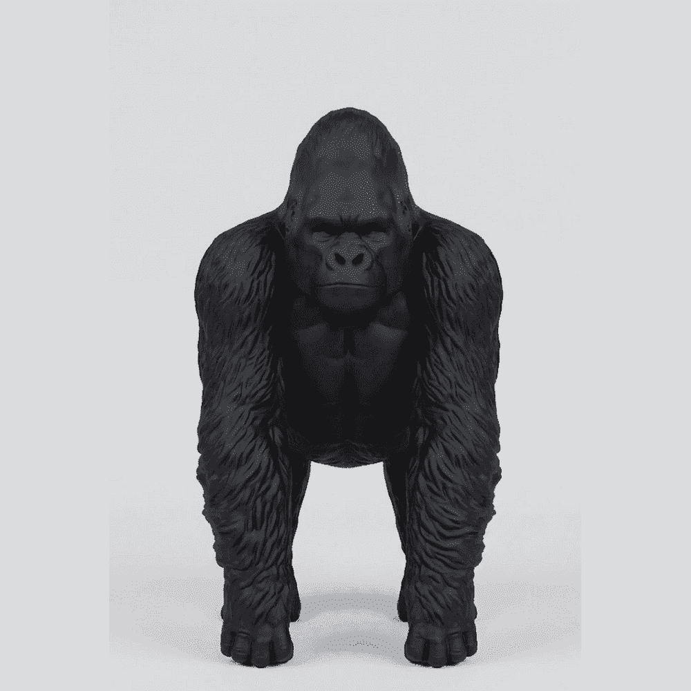 Gorilla — Scultura da Collezione in Resina Nera Opaca - Taraflo