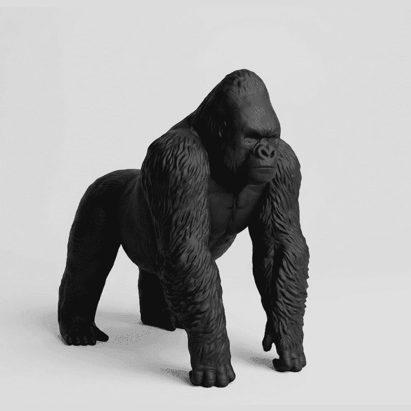Gorilla — Scultura da Collezione in Resina Nera Opaca - Taraflo