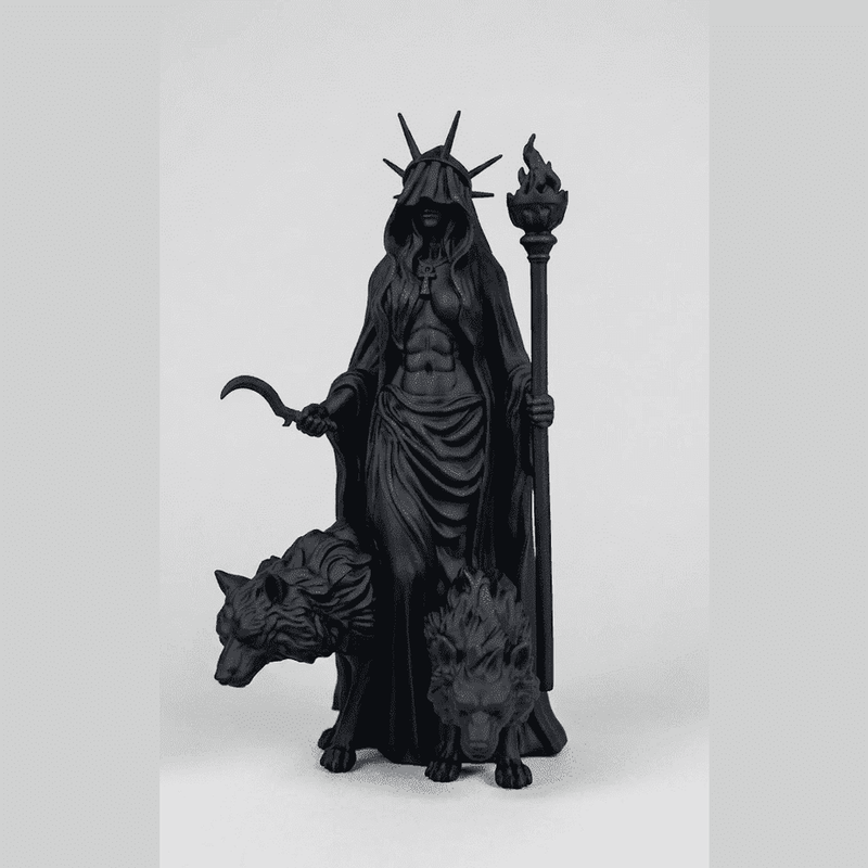 Ecate — Statuetta della Custode del Crocevia in Resina Nera Opaca - Taraflo