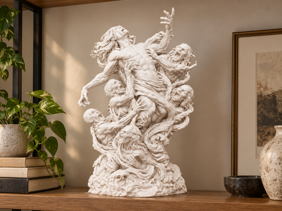 L’Abbraccio dell’Abisso – Statua Decorativa in Resina Effetto Gesso