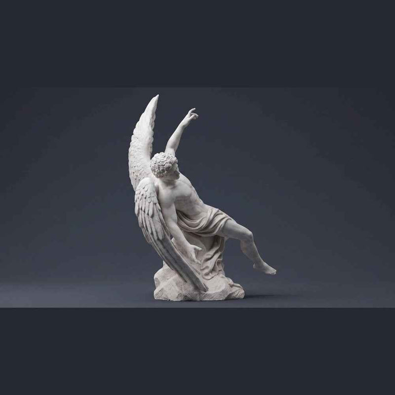 La Caduta di Icaro: Il Fascino del Mito - Statua di Angelo Cadente in effetto Gesso Bianco | Scultura d'Arte
